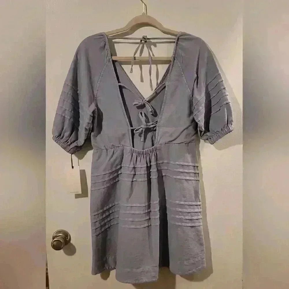7 For All Mankind Denim Tie Back Babydoll Dress Size Small - Picture 6 of 9